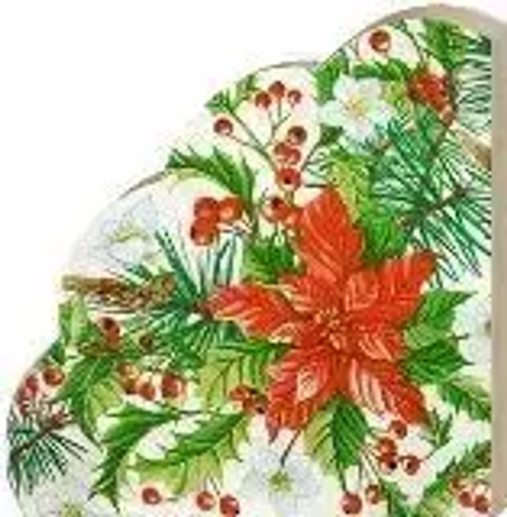 Салфетки бумажные круглые RONDO Пуансеттия, d-32см, 3 слоя, 12л