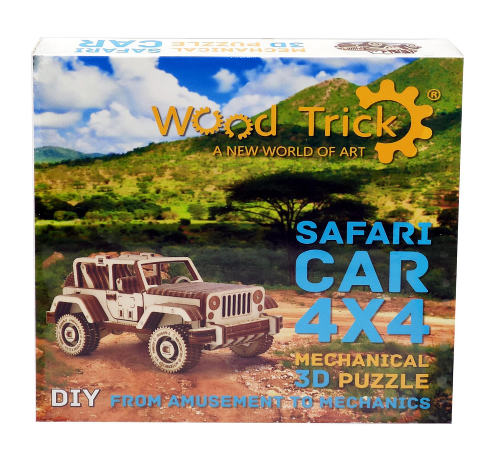 Механический 3D-пазл из дерева Wood Trick Сафари Джип