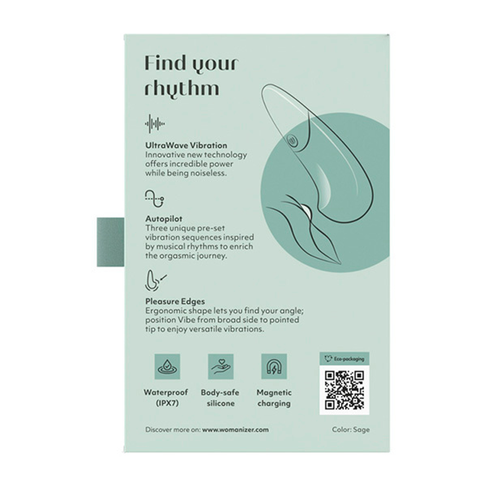 Зеленый клиторальный вибратор 14,2см Womanizer Vibe Green WZFS1SG5