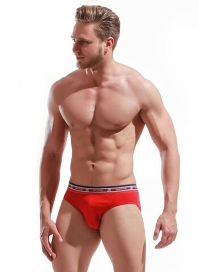 Мужские трусы-слипы с широкой резинкой в спортивном стиле (Размер: XXL) (Цвет: красный)