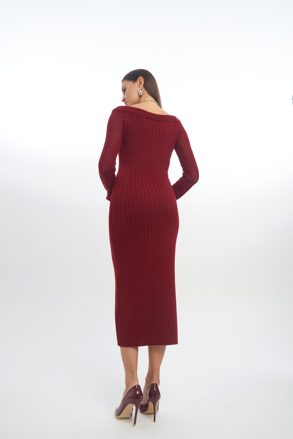 Платье LAUREN из 100% шерсти мериноса темно-красного цвета