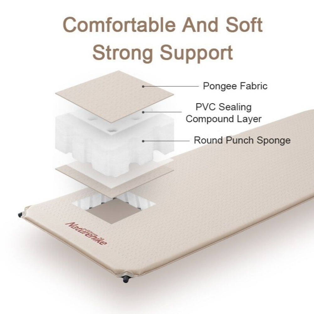 Коврик самонадувающийся Naturehike туристический, 200х76х6 см, песочный