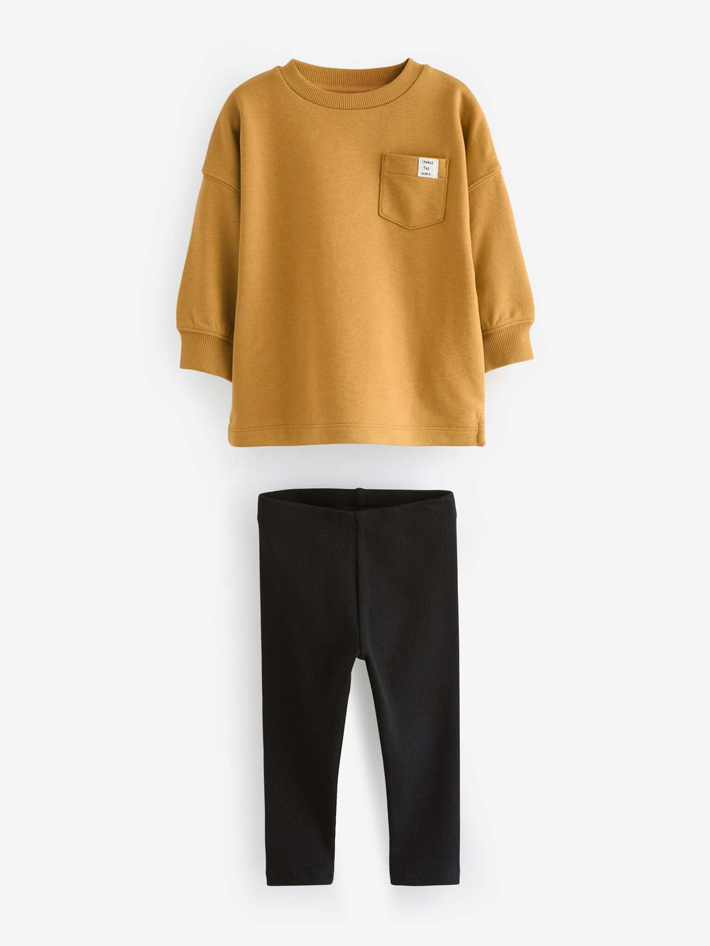 Лонгслив и легинсы в комплекте для мальчика Next B54-393, 2 шт., Серый, Горчичный