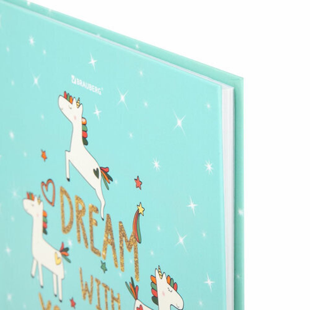 Дневник 1-4 класс 48 л., твердый, BRAUBERG, блестки, с подсказом, "Unicorns", 106365