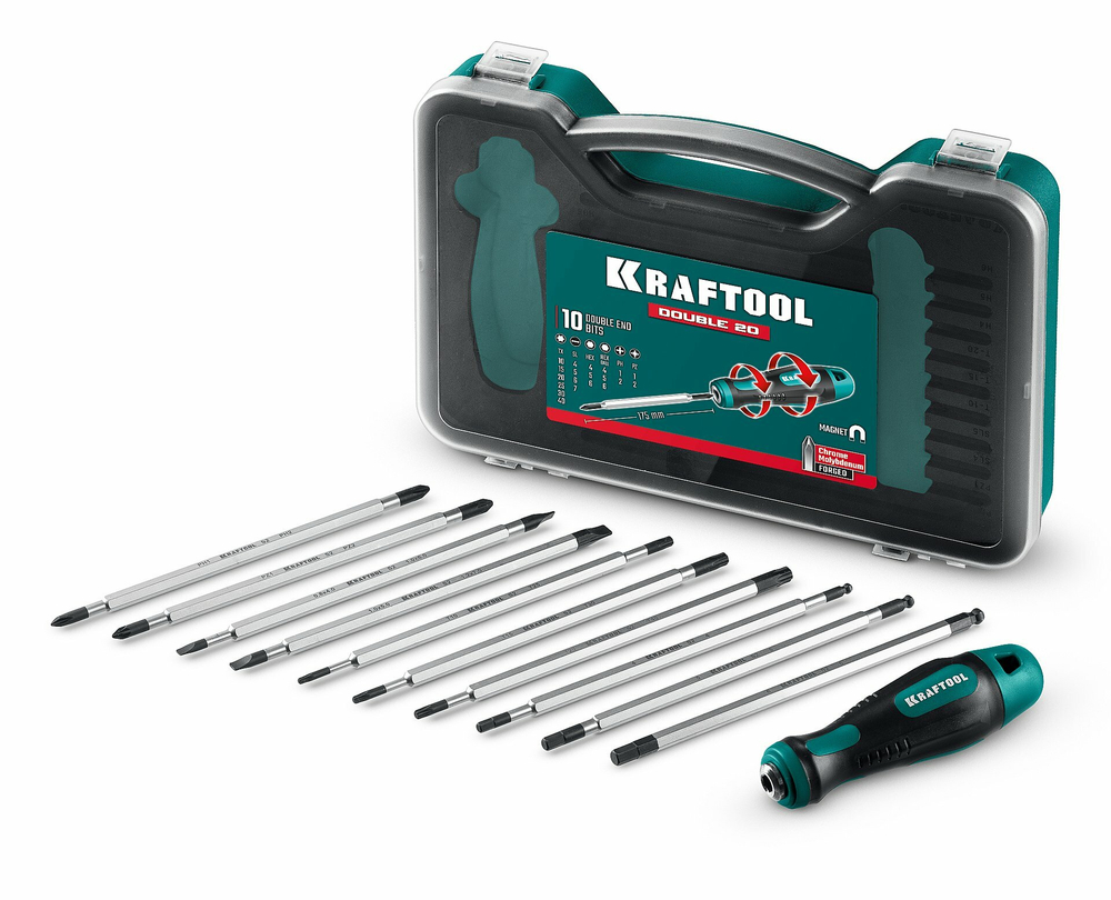 KRAFTOOL Double-20 набор: отвертка с переставными стержнями 20 шт 25817