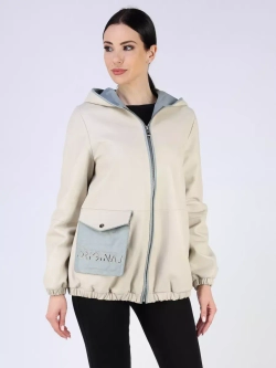 Кожаная куртка демисезонная с капюшоном