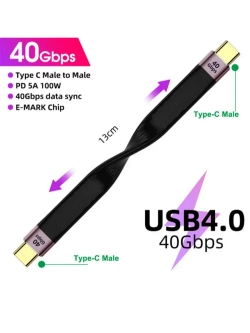 Короткий кабель зарядки Тайпси 13 см 5А 100w, USB 4.0