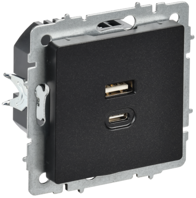 BRITE Розетка USB A+C 45Вт высокоскоростная зарядка РЮ11-2-БрЧ черный IEK