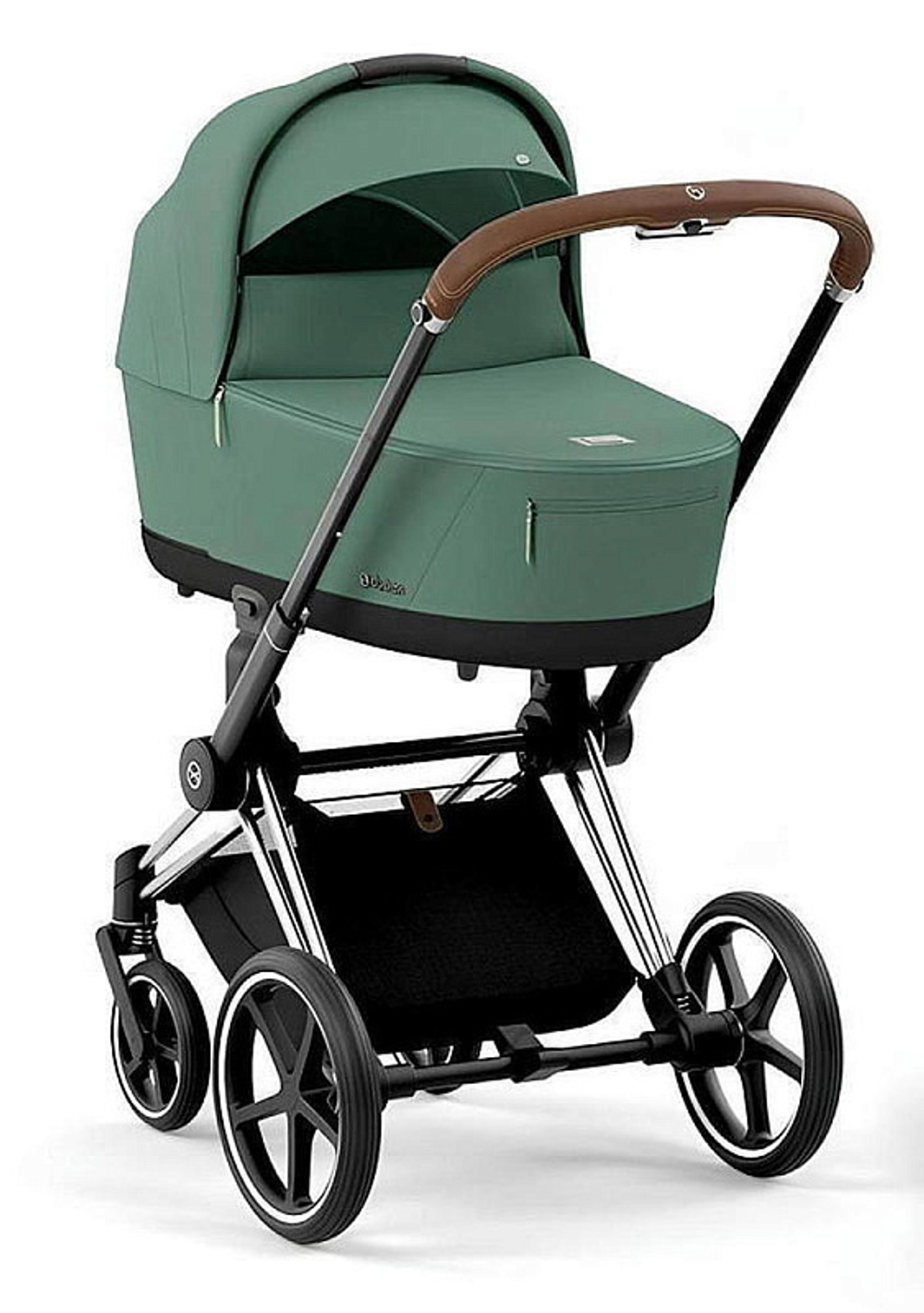 Коляска Cybex Priam IV Chrome Brown complete и автокресло Cloud G i-Size Lava Grey 3 в 1 Leaf Green