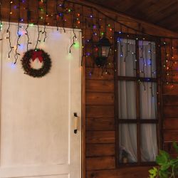 ULD-B3010-200-TBK MULTI IP67 Бахрома светодиодная с эффектом мерцания. 3м. Соединяемая. 200 светодиодов. Разноцветный свет. Провод черный. TM Uniel.