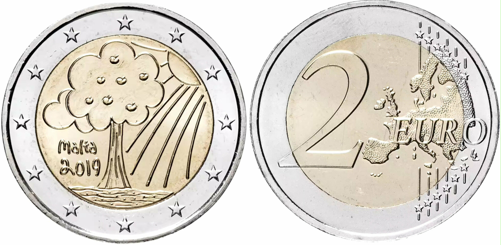Мальта 2 евро 2019 Природа и окружающая среда UNC