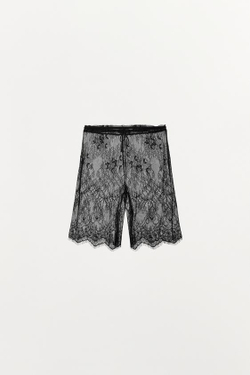 ZARA КАПРИ С КРУЖЕВОМ, ЧЕРНЫЙ