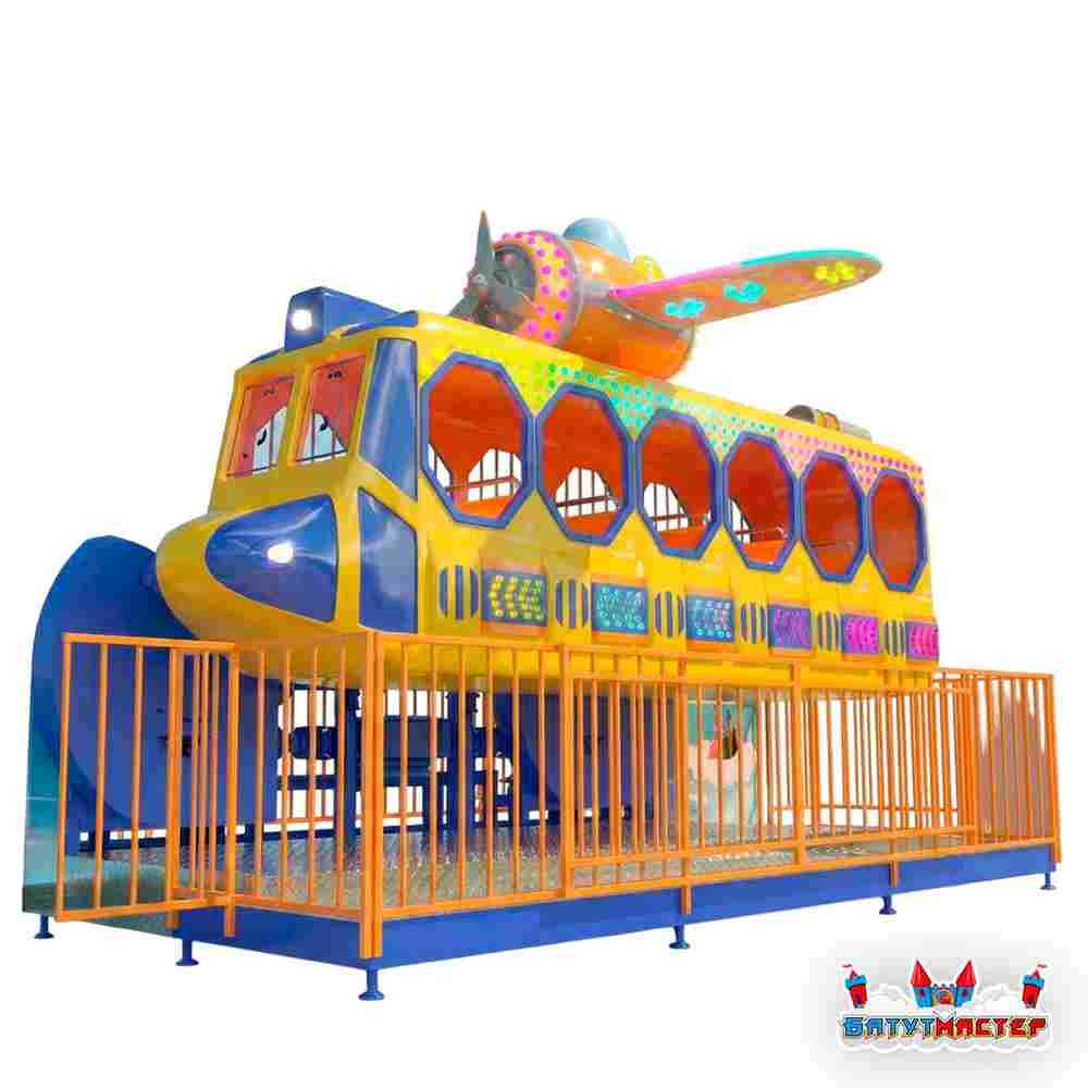 Детский аттракцион скамейка «Радужный полет», 18 мест, 8×5×3,5 м