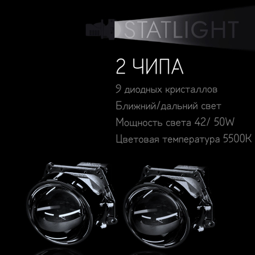 Bi led линзы 3.0 для фар на SAAB 9-3 2007-2014 AFS , би лед линзы Statlight A-Four, комплект 2 шт