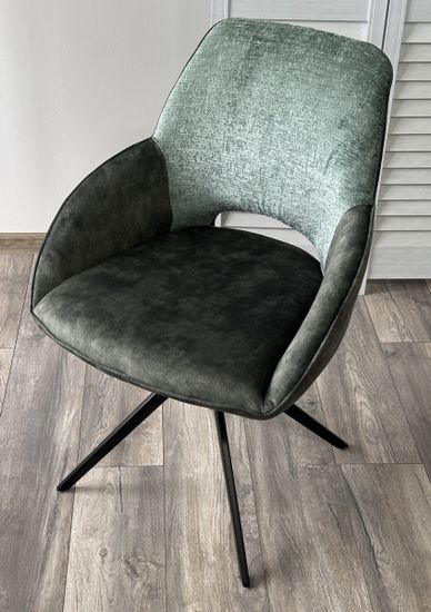 Стул BERRIES 360 град., Зеленый Loris-39, велюр/темно-зеленый 7525-156, велюр/ черный каркас