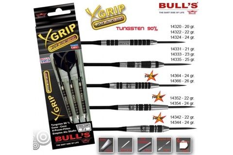 Дротики для дартса (3шт.) Bull’s X-Grip, вольфрам 90, 24g (артикул 14364)