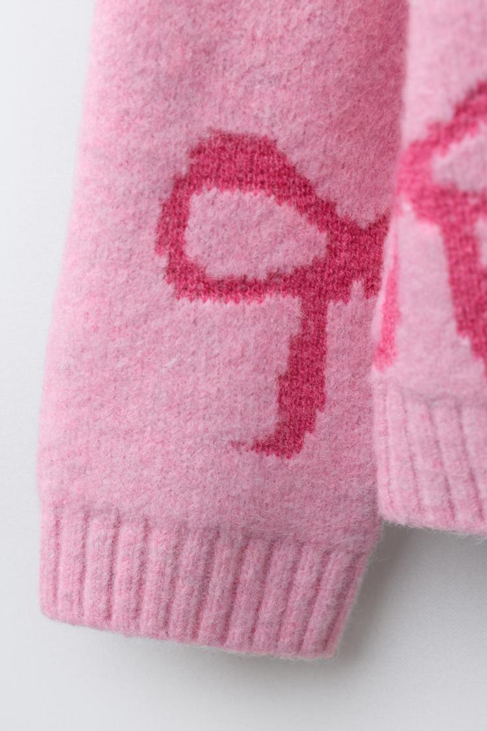 ZARA ВЯЗАНЫЙ ДЖЕМПЕР «БАНТЫ», РОЗОВЫЙ