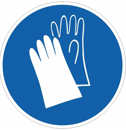 Знак-табличка M 06 "Работать в защитных перчатках" 150х150 мм  квадратный из пластика 2-5 мм  1 шт