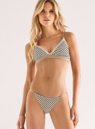 Комплект Coeur с принтом в виде сердечек (Размер: 3B) (Цвет: телесный с черным)