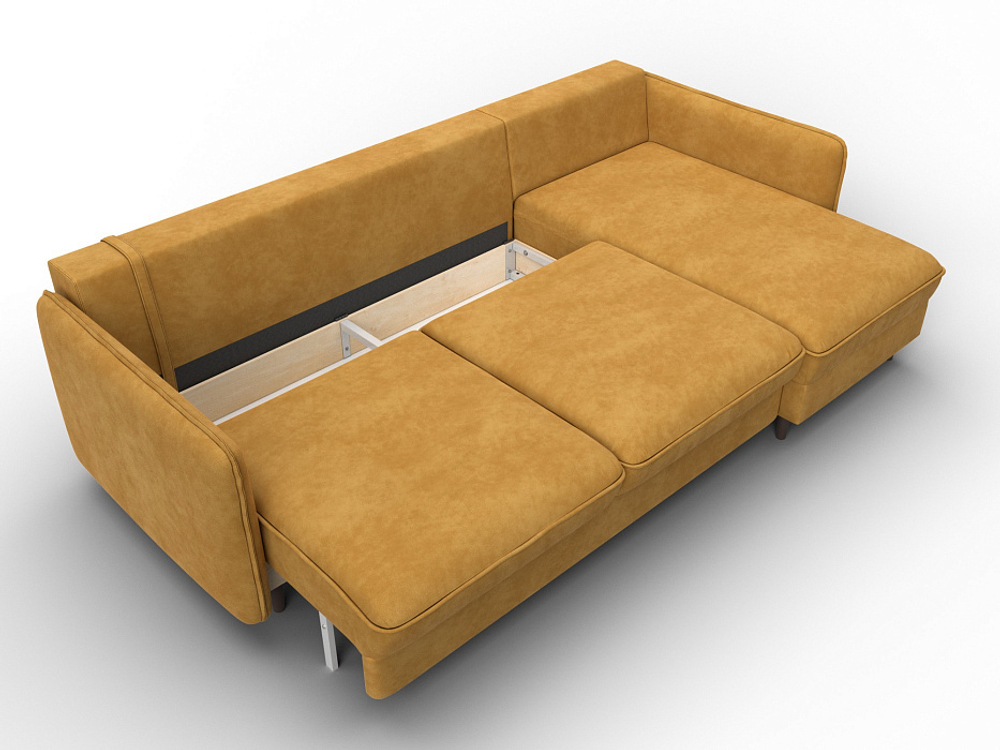 Диван угловой Лига-064 НПБ угол универсальный ВЕЛЮР BRUT 10 желтый