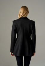 Жакет приталенный из крепа, черный