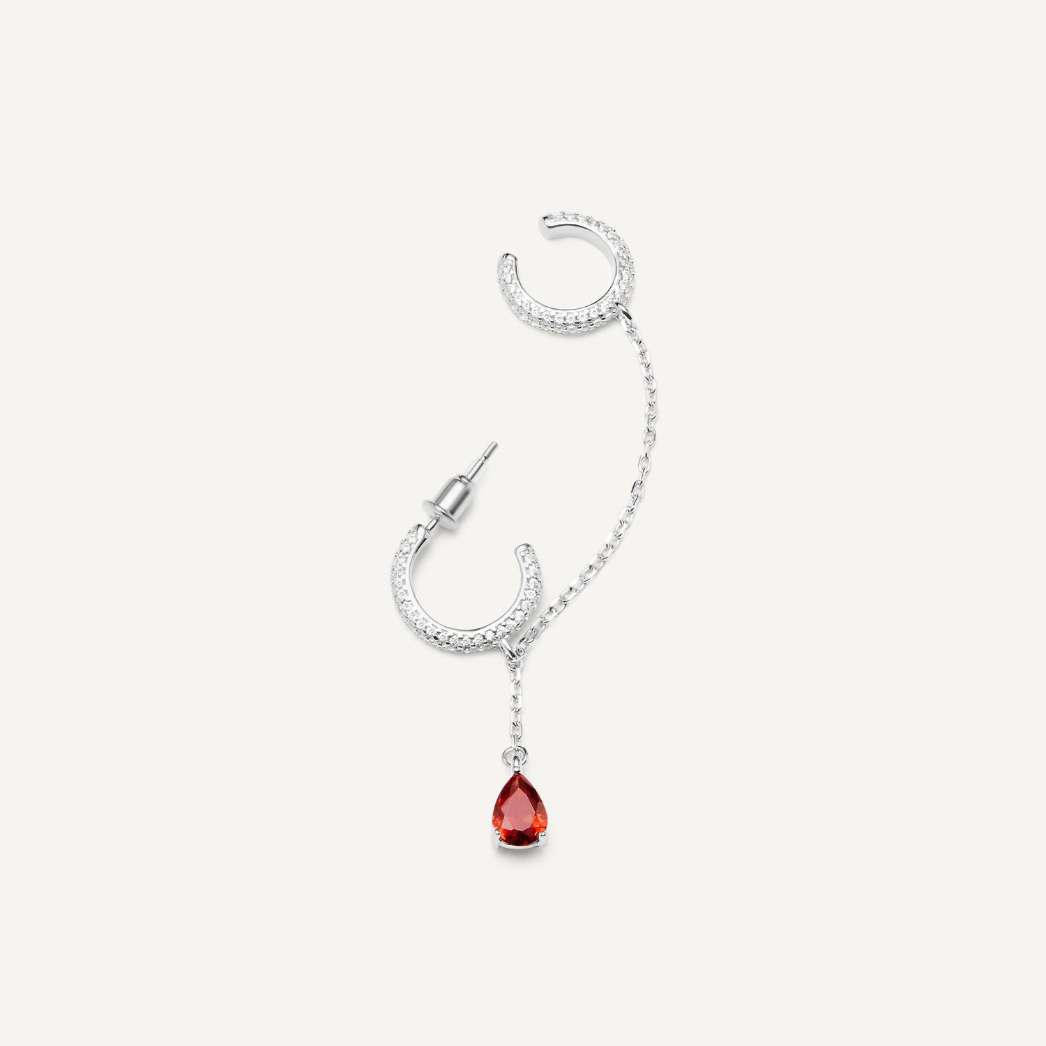 Кафф Dangling Silver Cuff - Ruby Drop