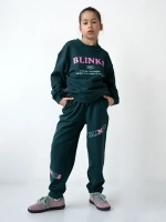 Костюм для девочки, свитшот и брюки, зеленый