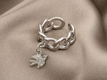 Кольцо-основа "Цепь" с петелькой (уценка)