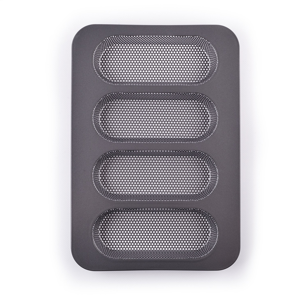 Форма для выпечки хот-догов перфорированная 4-х секционная Patisse Profi 34х23х3 см