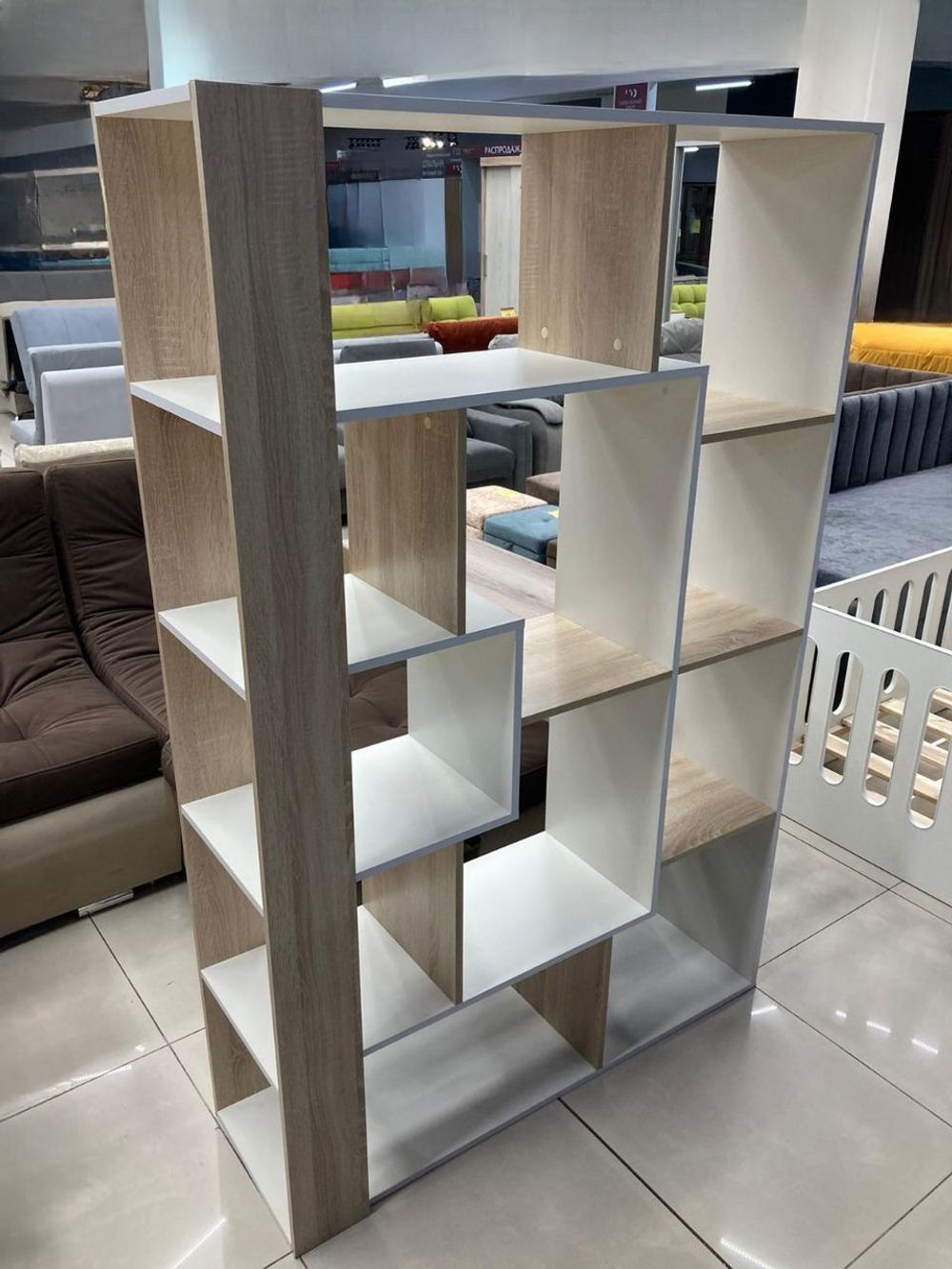 Стеллаж В-10 ЛДСП Бруно дуб сонома/белый