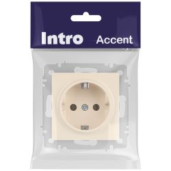 Розетка Intro Accent 6-202-02 2P+E Schuko 16А-250В IP20 СУ AL/CU слоновая кость | Intro
