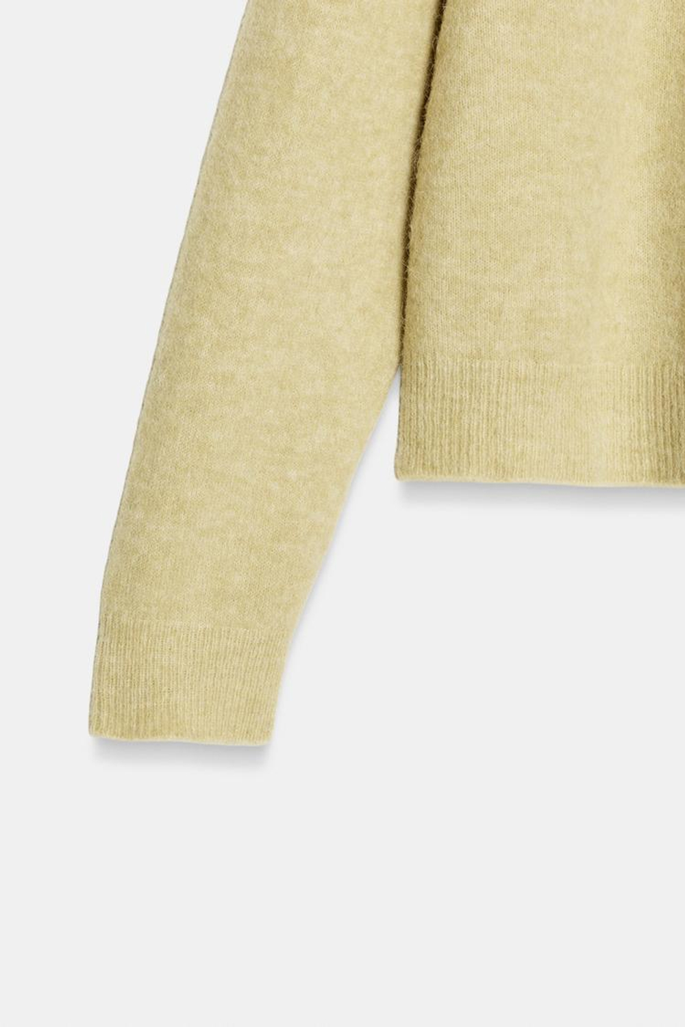 ZARA СВИТЕР ИЗ ШЕРСТИ И АЛЬПАКИ, СВЕТЛО-ЗЕЛЕНЫЙ