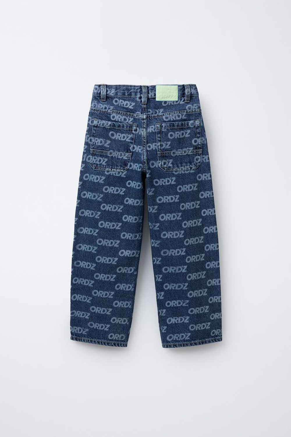 ZARA ДЖИНСЫ WIDE LEG С ТЕКСТОВЫМ ПРИНТОМ, СИНИЙ