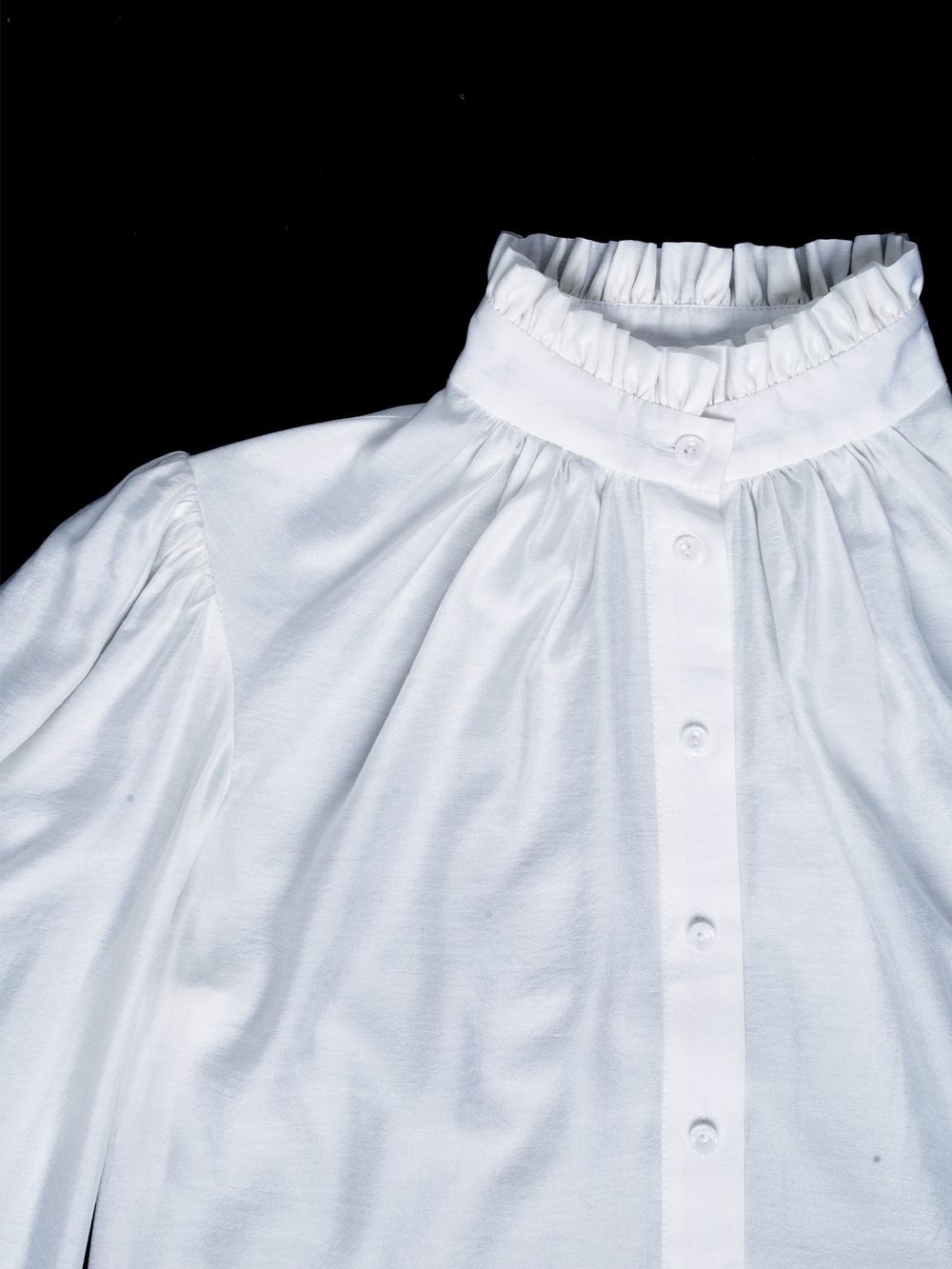 Блуза женская из тенсела и шелка "Крестьянская". Сливочный