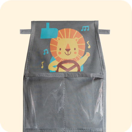 Кармашки в садик 83х24 Львенок в машинке (серый)