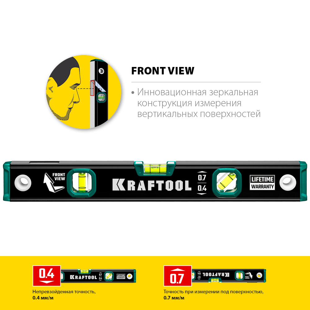 Kraftool 400 мм, уровень с зеркальным глазком