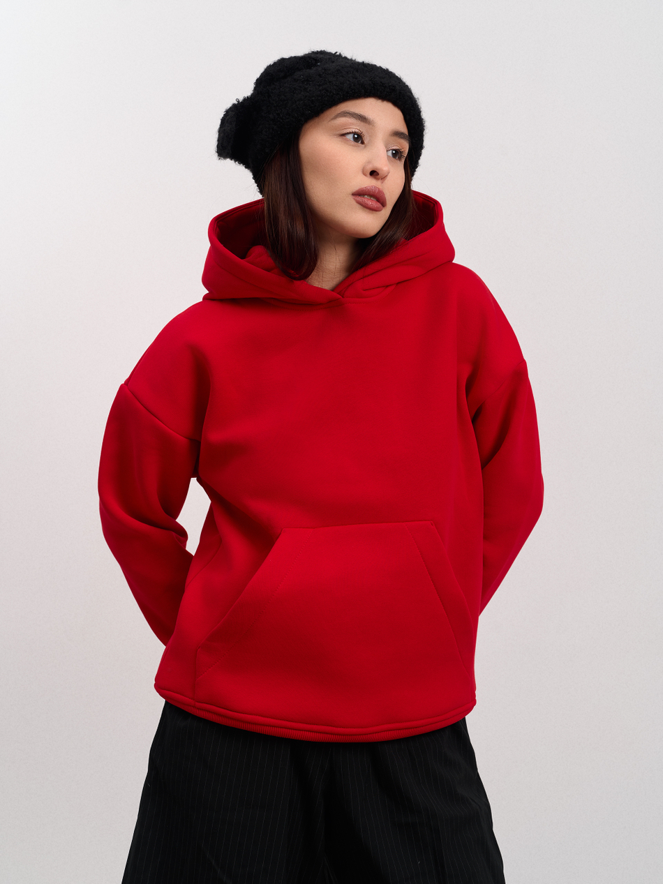 Толстовка женская с капюшоном "Вasic" красный