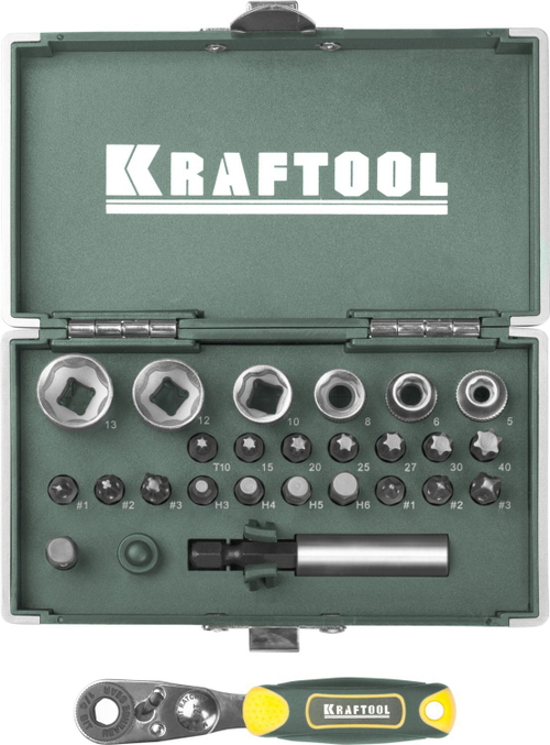 Набор бит ″X-Drive″, кованых, торсионных, KRAFTOOL, Cr-Mo, система насечек ″NSS″, 26 предм, в боксе