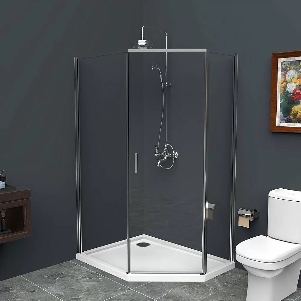 Душевой уголок BelBagno UNO 195-PH-1 100x80 прозрачный/хром