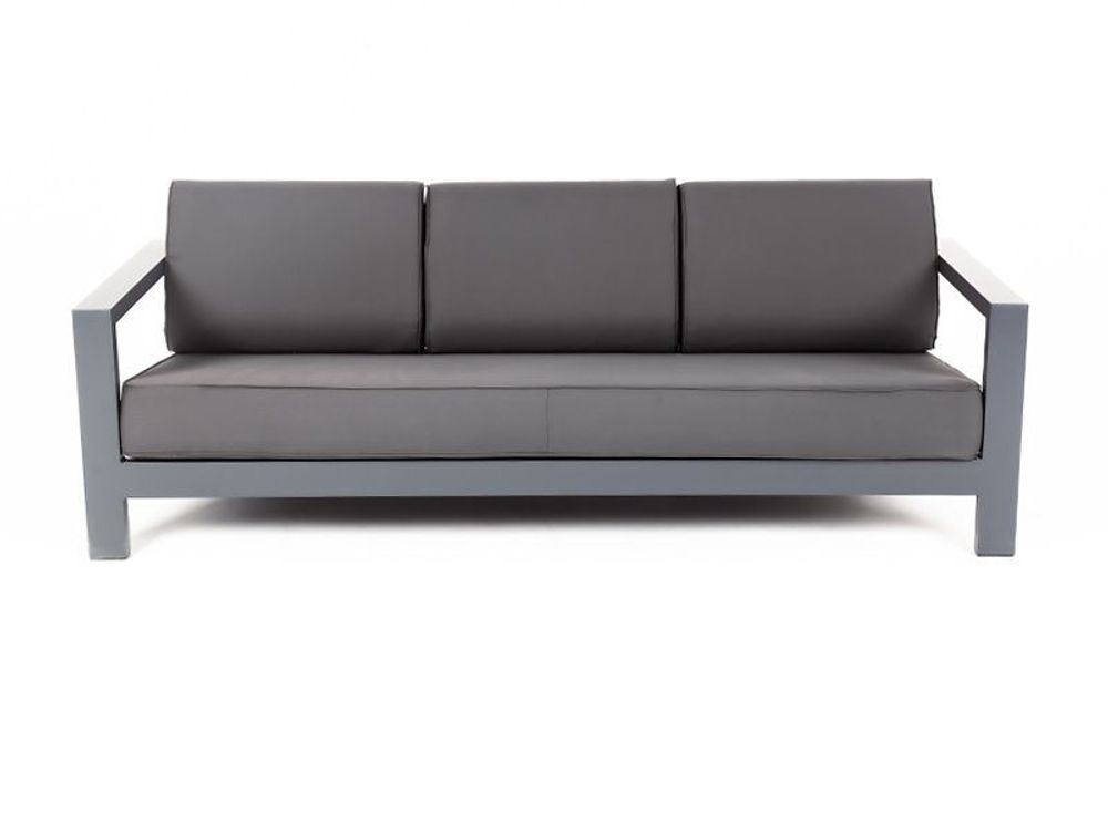 "Гранада" диван 3-местный, каркас алюминий темно-серый (RAL7024) шагрень, ткань темно-серая 027