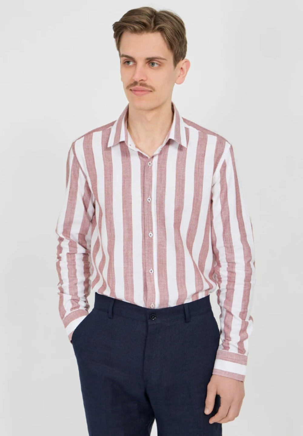 Мужская рубашка (белая с розовым) Л12