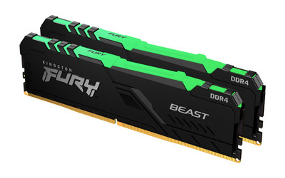 Оперативная память Kingston DDR4 16Gb (2x8Gb) 3600 MHz pc-28800 FURY Beast Black RGB (KF436C17BBAK2/16)