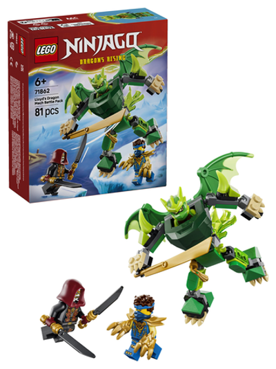 Конструктор Лего Ниндзяго Битва роботов-драконов Ллойда 71862 | LEGO NINJAGO Lloyd's Dragon Mech Battle 81 деталь | 6+