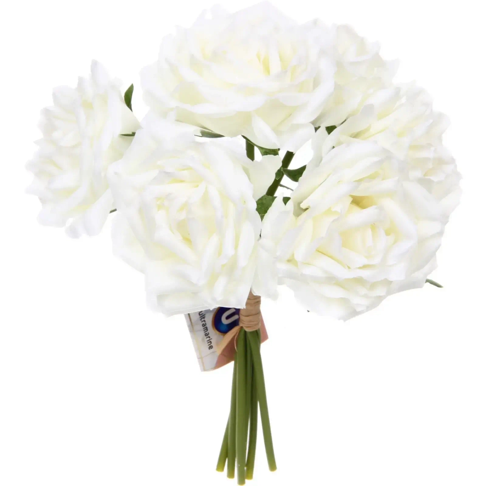 Цветы искусственные «Нежная роза» букет 6шт 24см белые