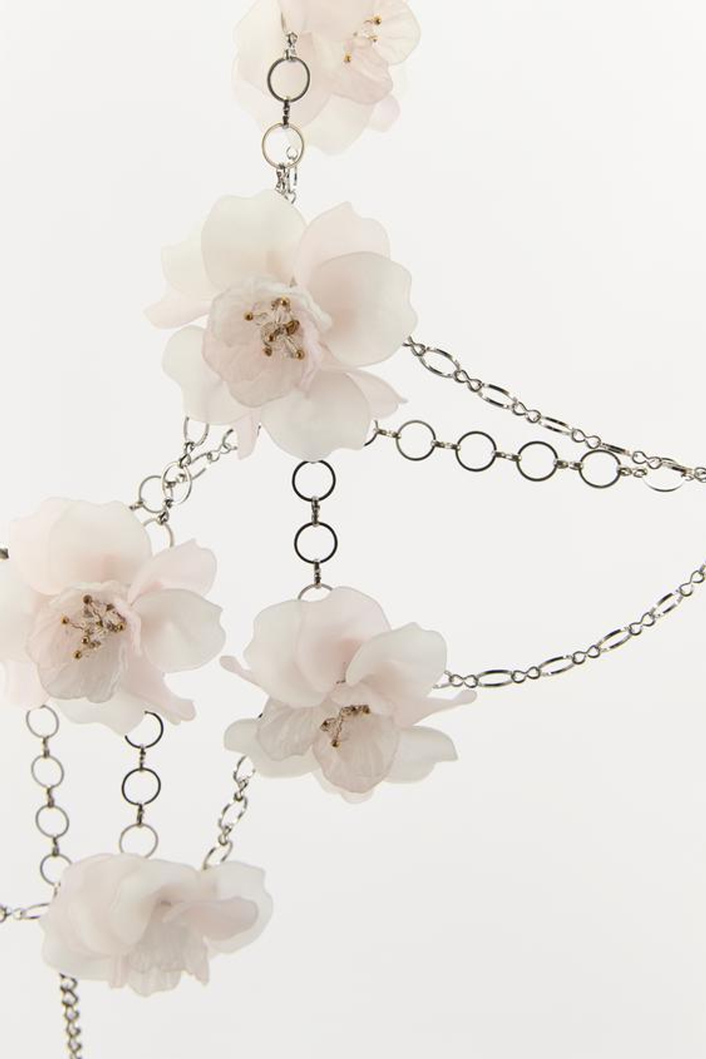 ZARA МЕТАЛЛИЧЕСКИЙ ТОП С БУСИНАМИ И ЦВЕТАМИ, БЛЕДНО-РОЗОВЫЙ