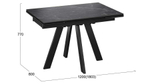 Стол кухонный обеденный раздвижной Черный муар/Керамика матовая черный мрамор 120(180)х80х77 см