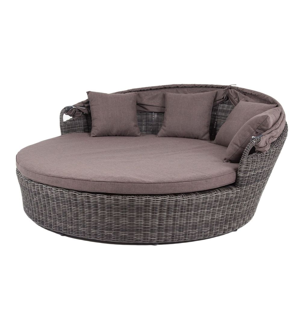 "Стильяно" плетеная кровать круглая, цвет графит