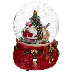 GAEM Фигурка декор в стекл шаре "Санта" (муз с ключ), D 10 см, L10,5 W10 H14 см