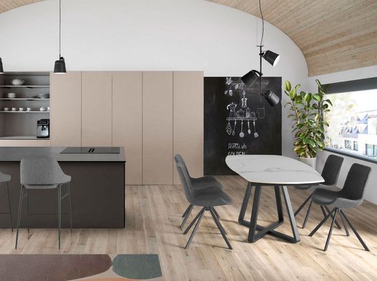 Обеденный стол D2055BB /1096 из керамики и черной стали Испания 