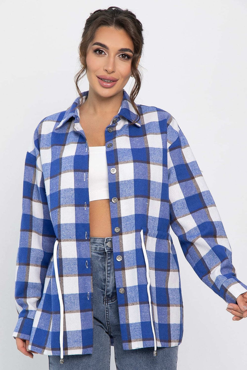 Рубашка хлопковая Джанет (электрик/белая) Б14271-4М LT Collection